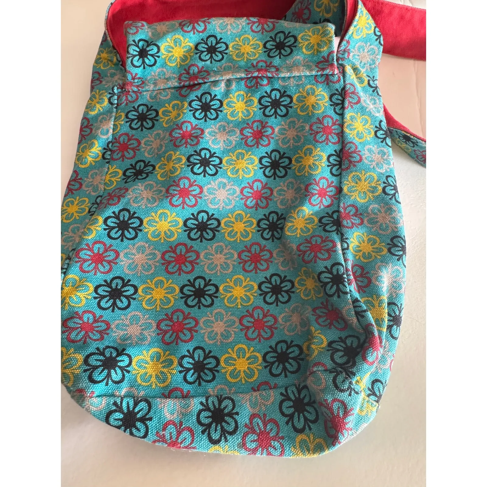 KAVU Floral Canvas Crossbody Bag Messenger Vibrant Purse Boho - Image 4