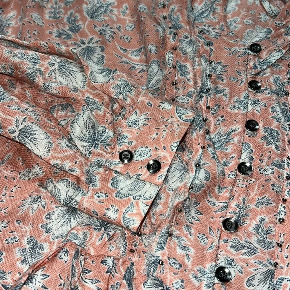 WILLIAMRAST womens plus size 1X Atwood rosette winter foliage blouse beaded ties - Image 7