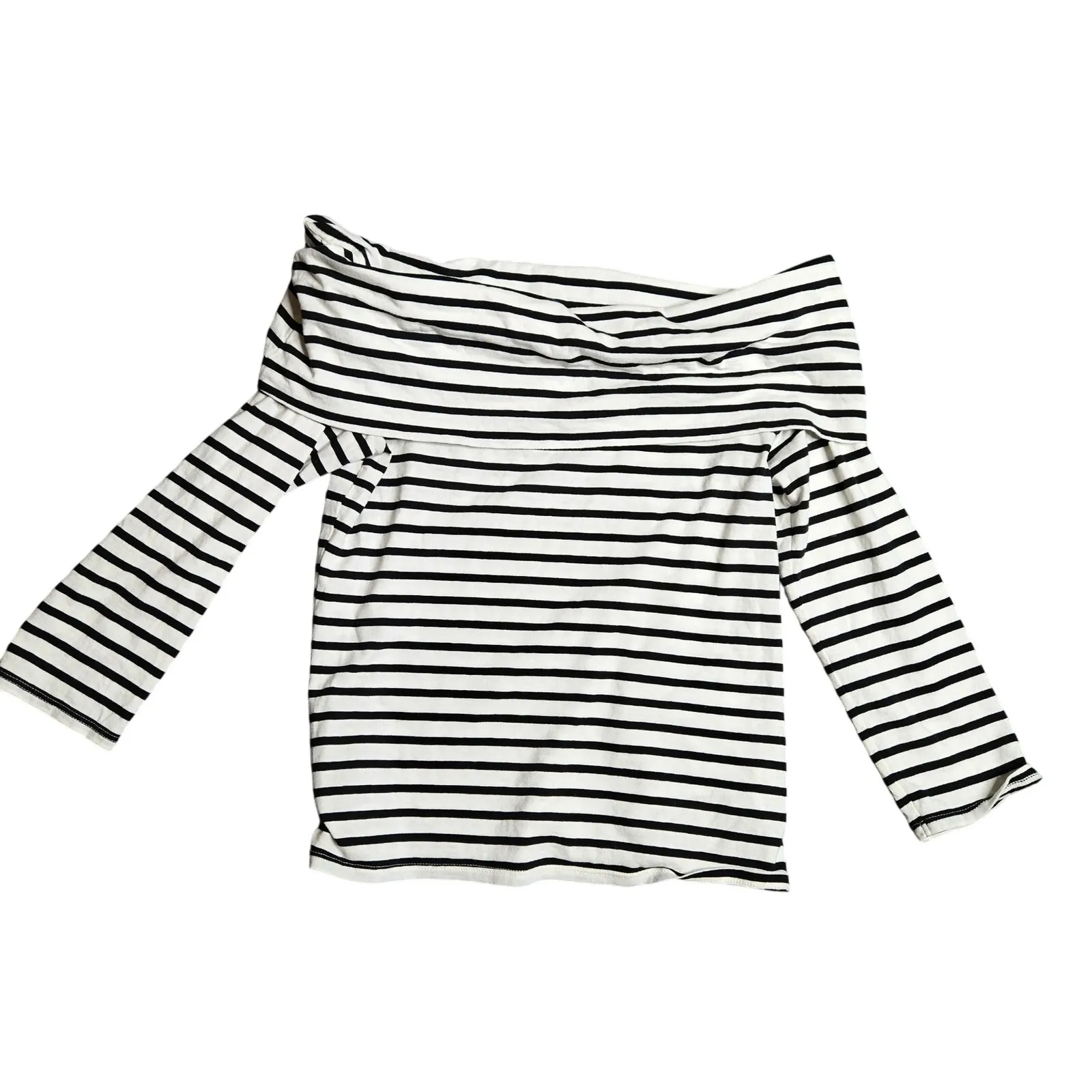 NATION LTD Alexi Off The Shoulder T-Shirt in Cross Walk Stripe Size: S - Image 2