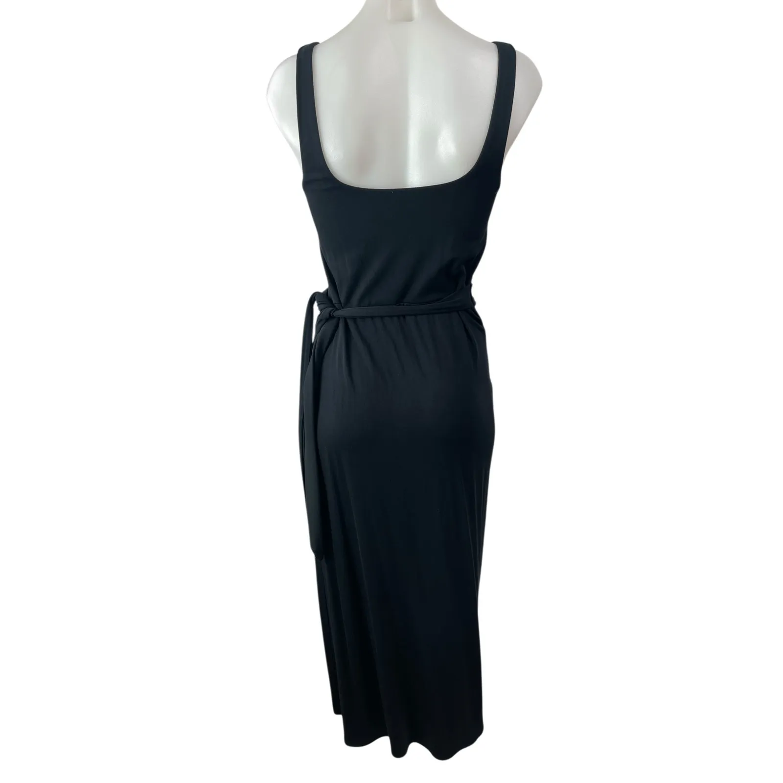 Aritzia Wilfred Saturn Black Square Neck Sleeveless Midi Cami Tank Wrap Dress M - Image 2