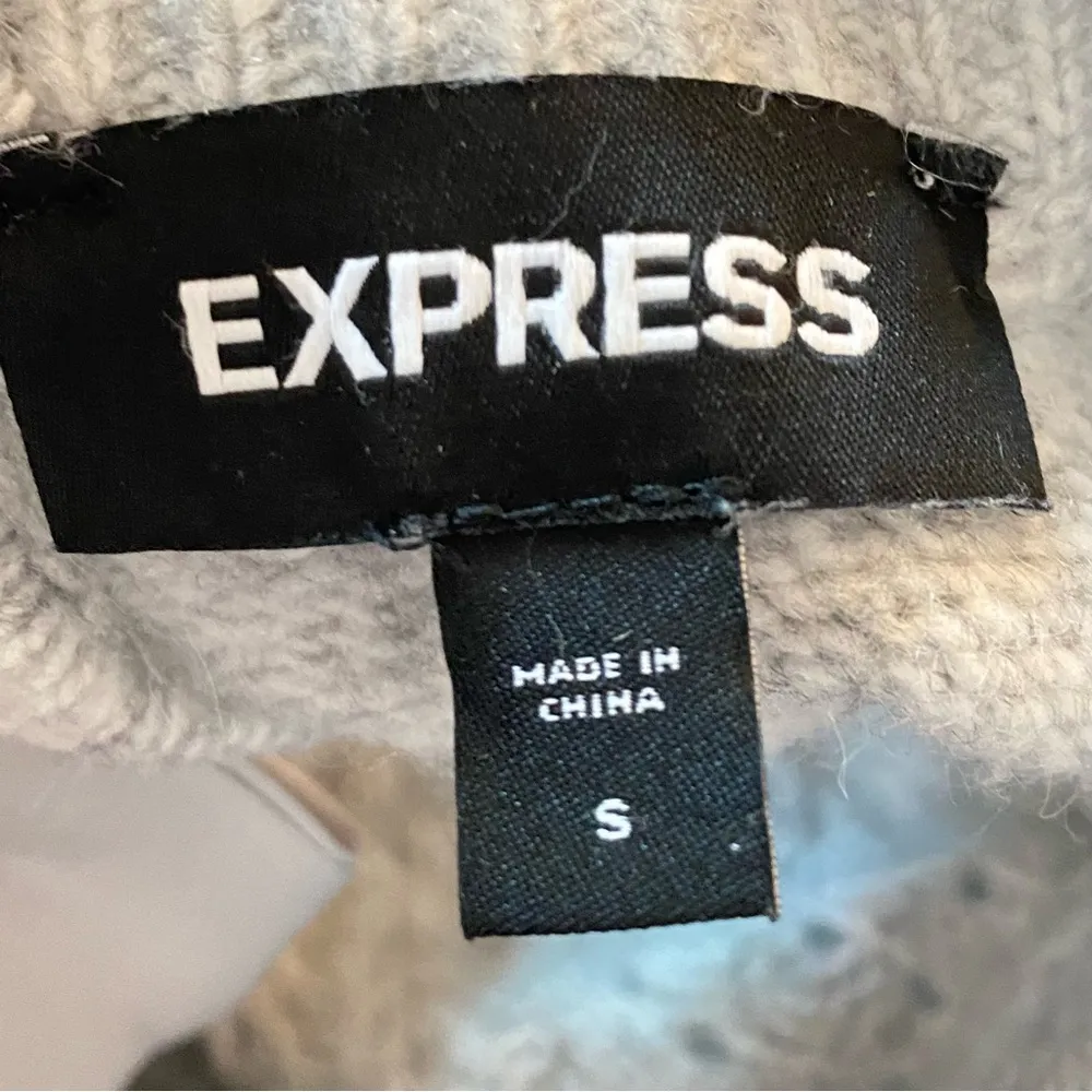 Express gray knit sweater with back  satin bow wool blend - Image 7