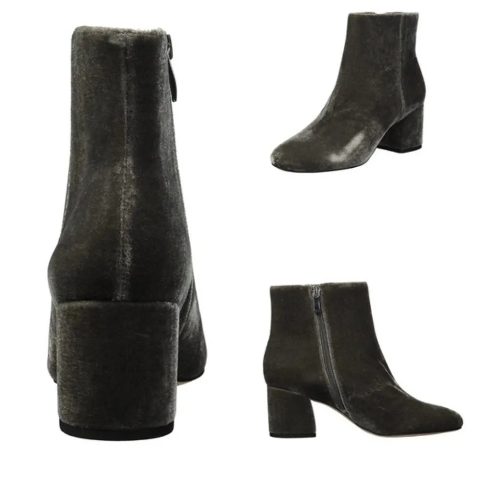 Franco Sarto Suede Velvet Jubilee Booties in Nimbus Grey, Size 7.5 New in Box - Image 3