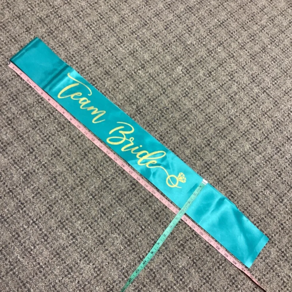 $3 Bundled * Teal & Gold Team Bride Sash Blue - Image 3