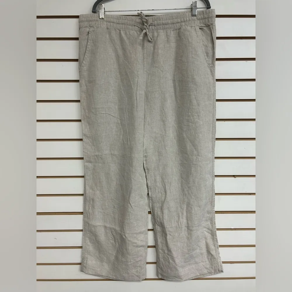 L.L. Bean Premium Linen Breezy Pull-On Pants Oatmeal Size 18 NWT Linen Linen - Image 5