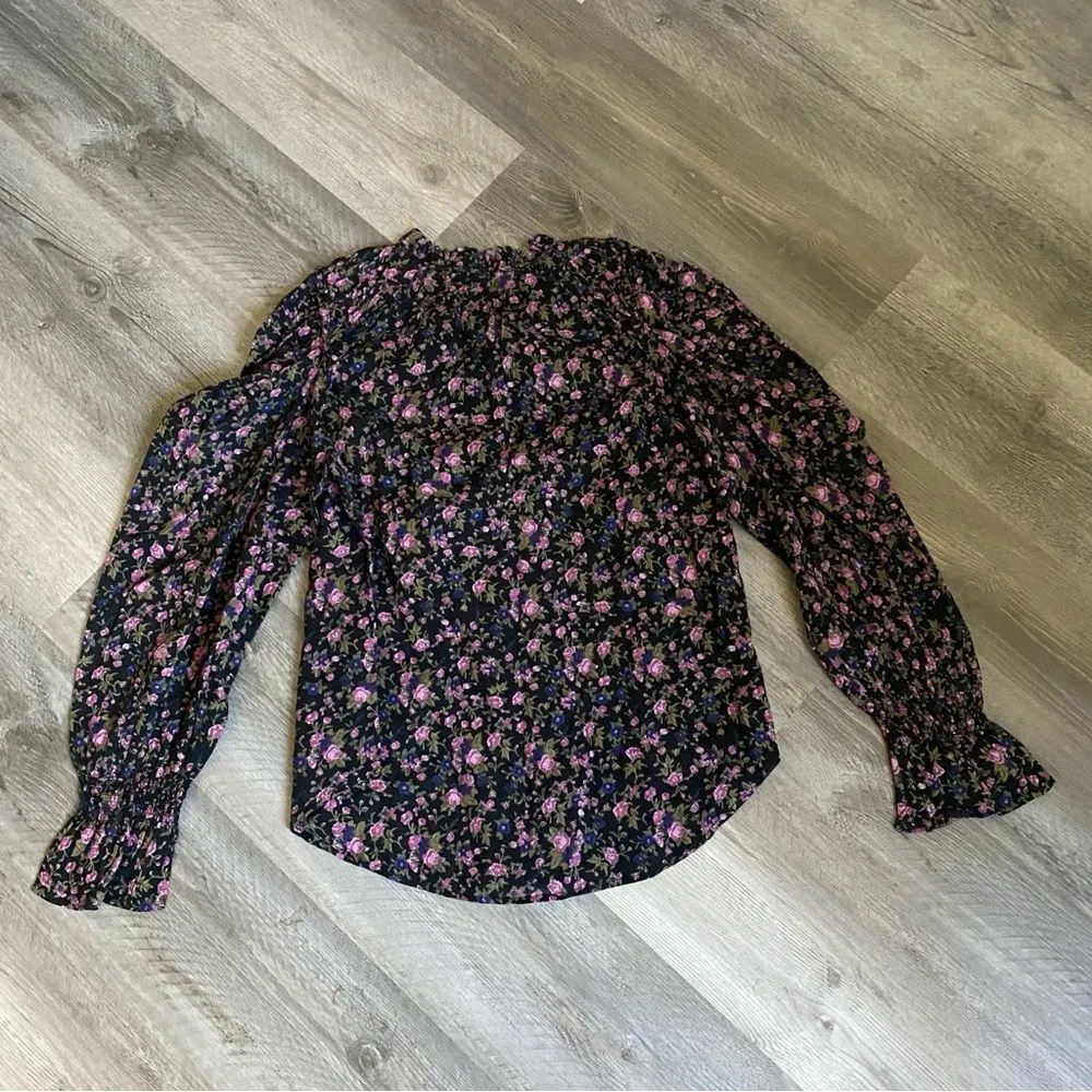 Free People Blouse Dark Floral NEW Black Purple Green Small - Image 7