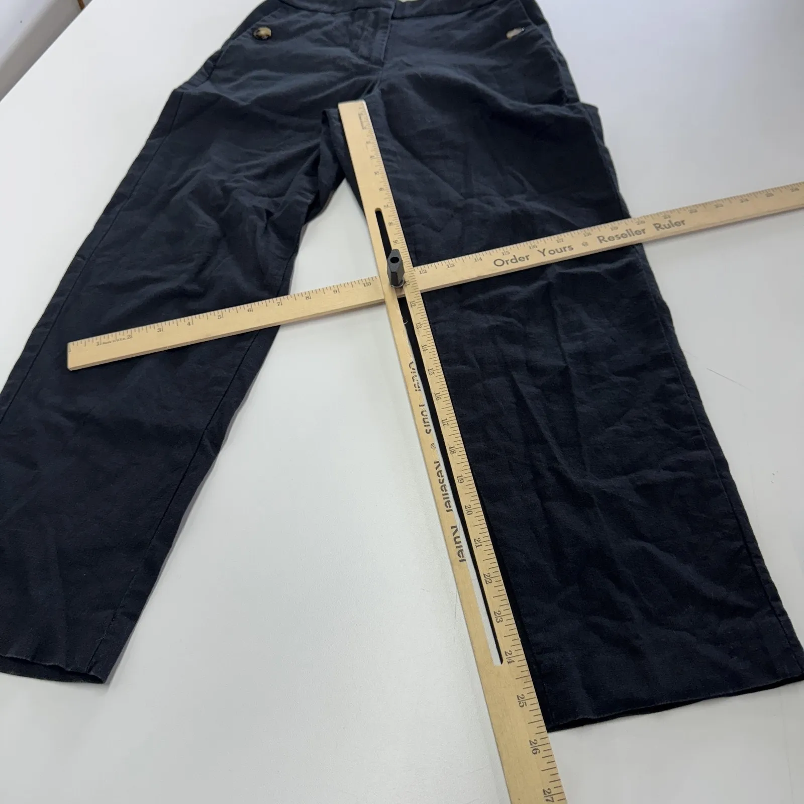 J.Crew Pants Womens 00 Black Linen Cotton Blend Pull On Straight Leg Style B0902 - Image 8