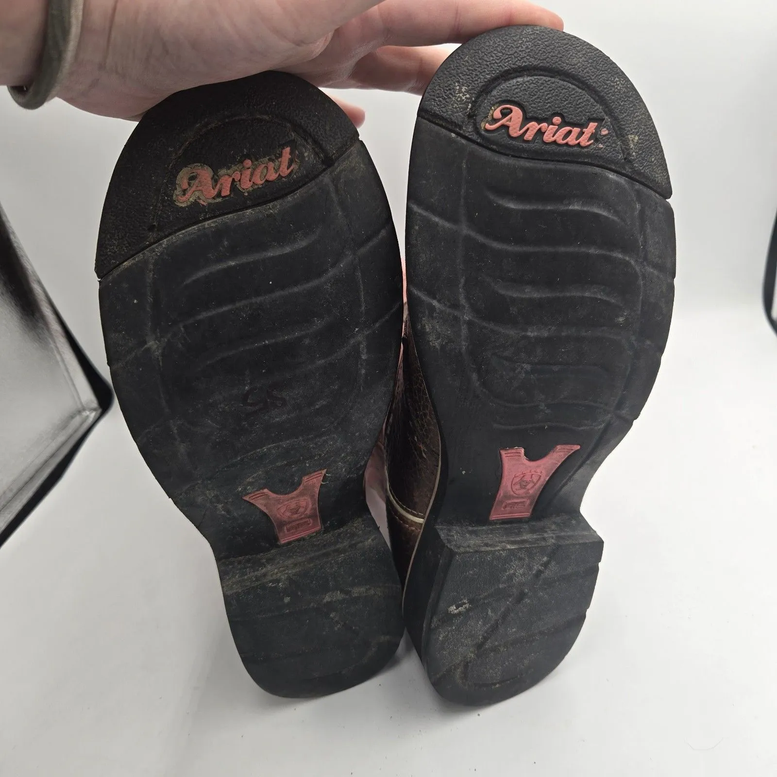 Womens Ariat 10001205 Showbaby Pink Brown Oiled Rowdy Western Boots Size 9.5 B - Image 7