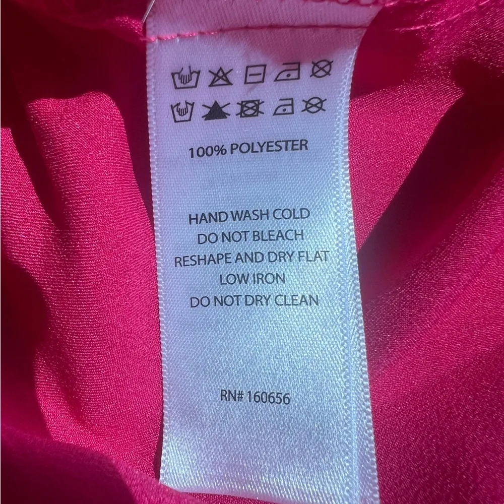 Joie Hot Pink Satin Wrap Top, Size XL, Ruched sleeves, V neck, Fun, Colorful - Image 7