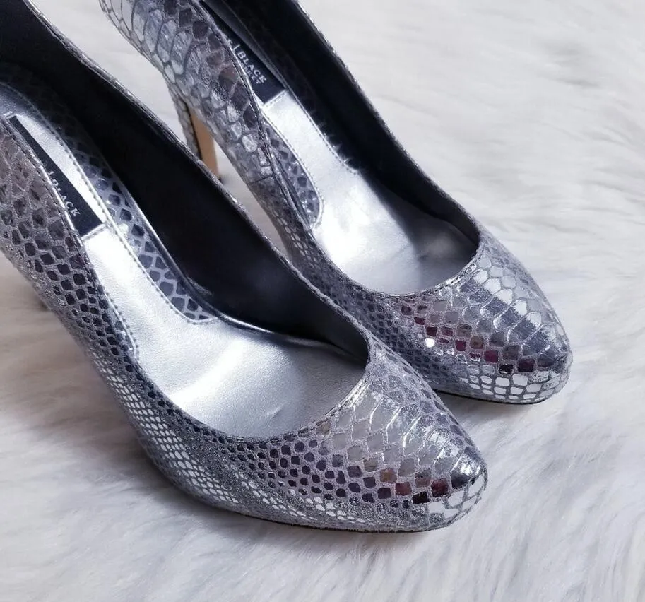 WHBM Silver Snake Print Pumps Holiday Christmas - Image 4
