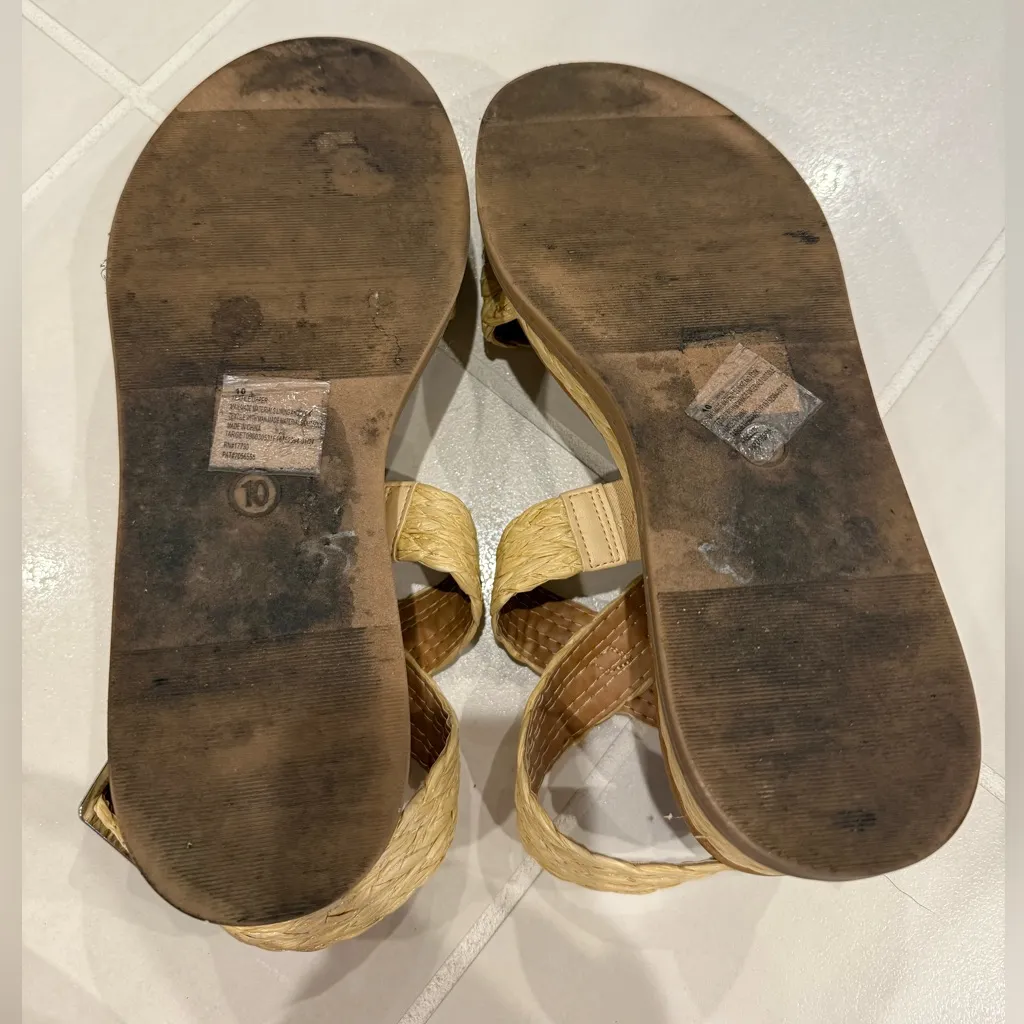 Universal Thread Women's Platform Sandal Sze 10 Straw Tan Ankle Strap Adjustable - Image 3