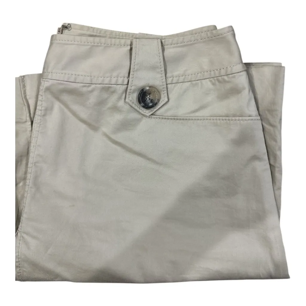 White House Black Market Womens Beige A-Line Skirt Size 6 Cotton Blend Button Detail - Image 4