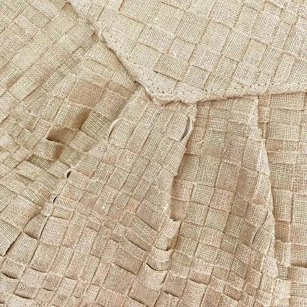 Lauren Merkin Metallic Gold Tan Woven Tote Shoulder Bag - Image 3