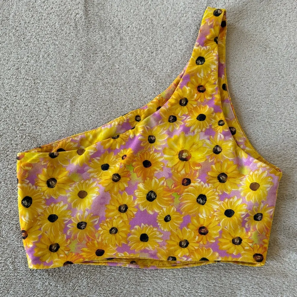 Asymmetrical Sunflower Bikini Top - Image 3
