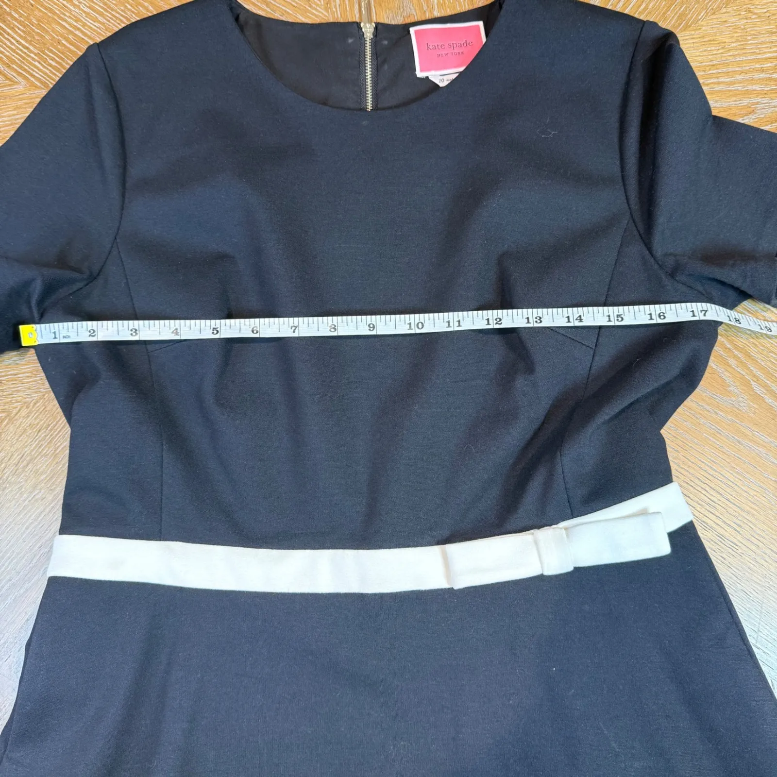 Kate Spade Bow‎ Waist Ponte Dress Short Sleeve Black White Size 10 - Image 8
