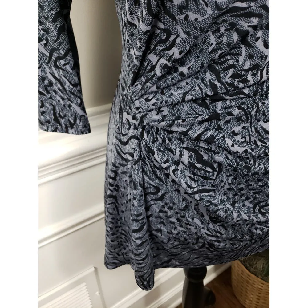 Slim Fabulous Tunic Top Women M Black Gray Animal Lace Print Stretch Fit Size M - Image 4