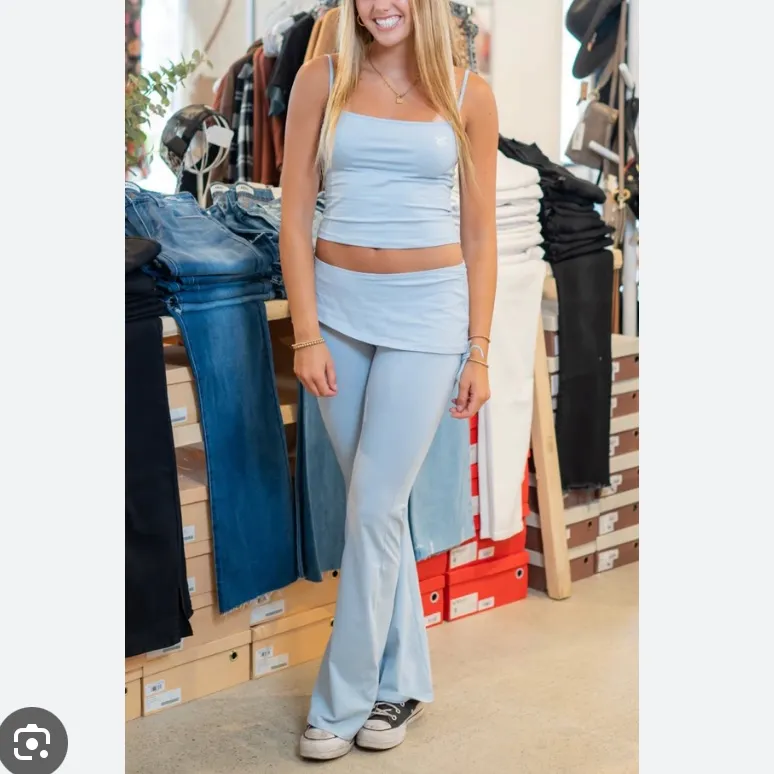 MOTEL ROCKS XL NEW JACIE FLARE TROUSER OVERSKIRT LIGHT BABY BLUE Y2K 2000s - Image 11