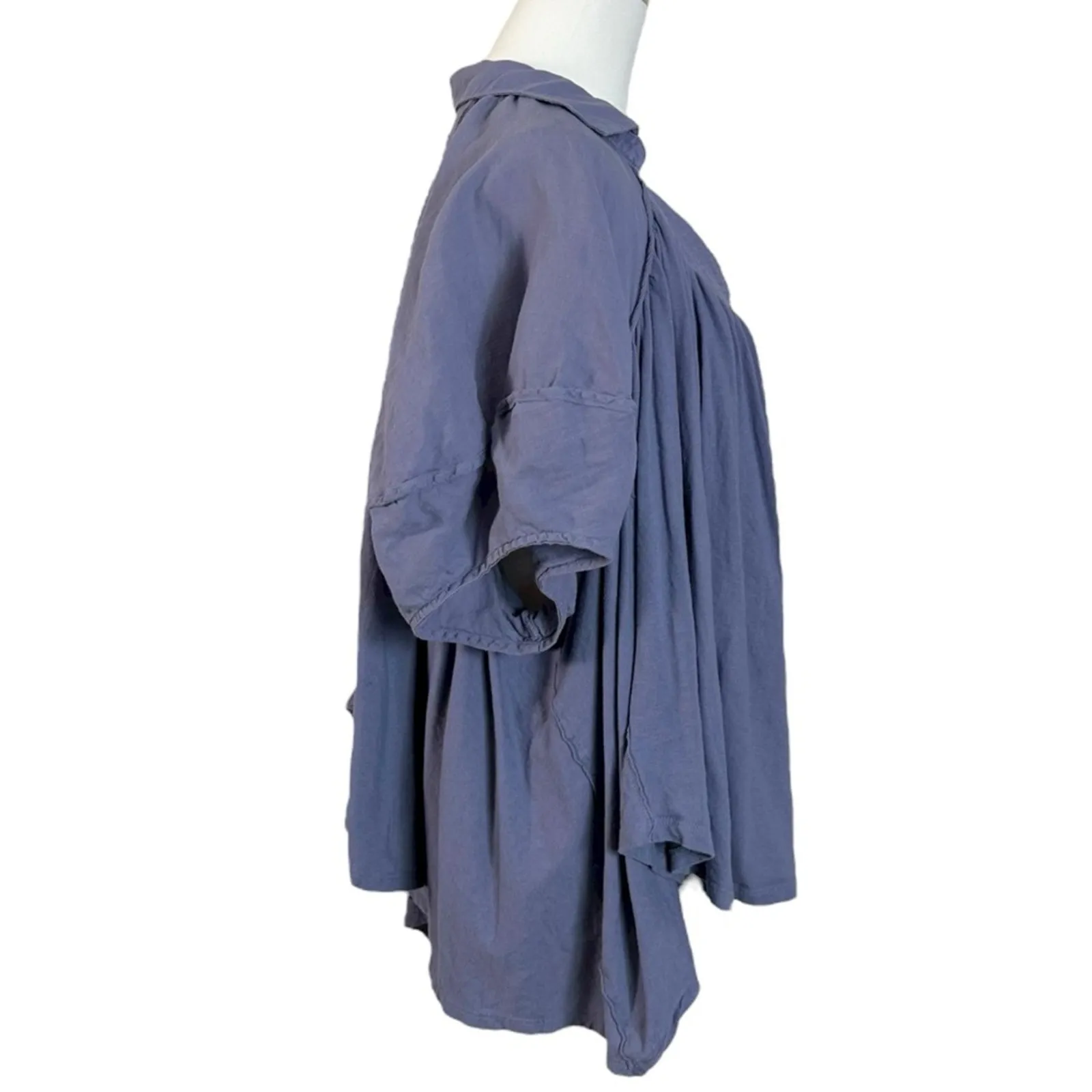 Free People Bohemian Billowy Oversized Sunray Babydoll Top Blue Granite Large - Image 10