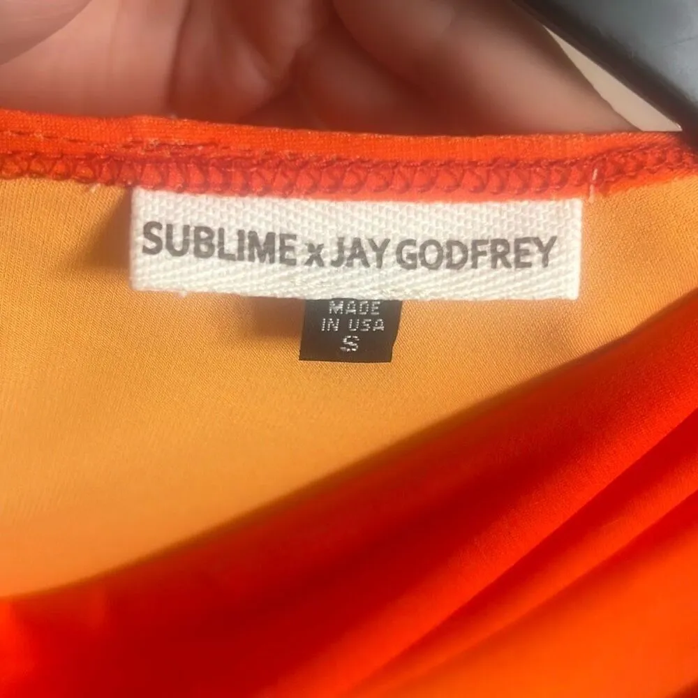 ✨Sublime x Jay Godfrey Orange Ombre Cowl Neck Sz Small Dress✨ - Image 3