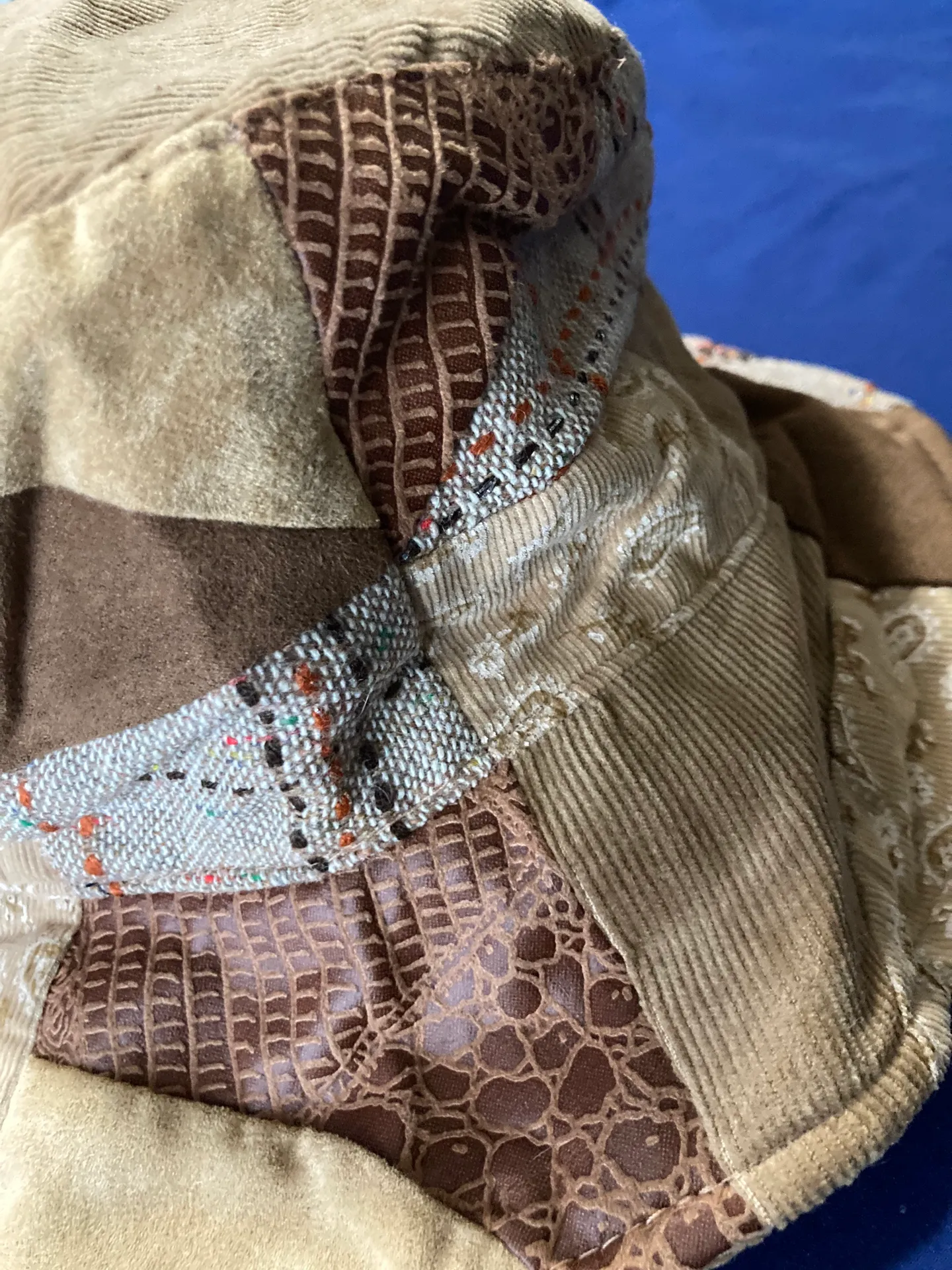 Tan Patchwork Vintage Bucket Hat - Image 3