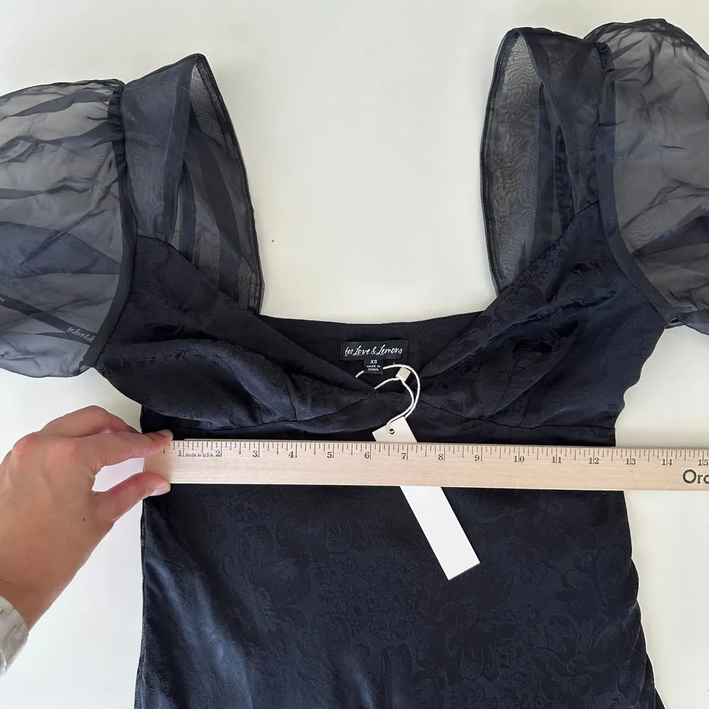 For Love And Lemons Dress XS Black Whimsygoth Organza Puff Sleeve Vampire Chic - Image 13