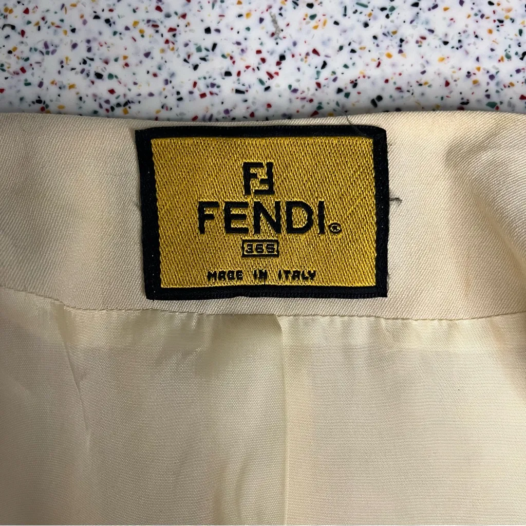 Vintage Fendi Women’s Mock Blazer Ivory Navy Blazer Structured Blouse Size 44 - Image 7