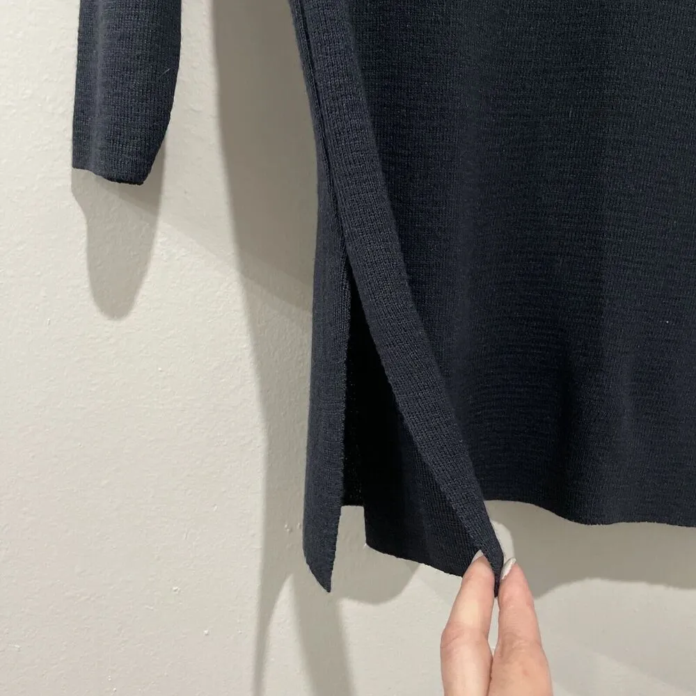 Marks & Spencer St. Michael Longline Knit Pullover Sweater US 6 (UK 8) NavyBlack Black - Image 3