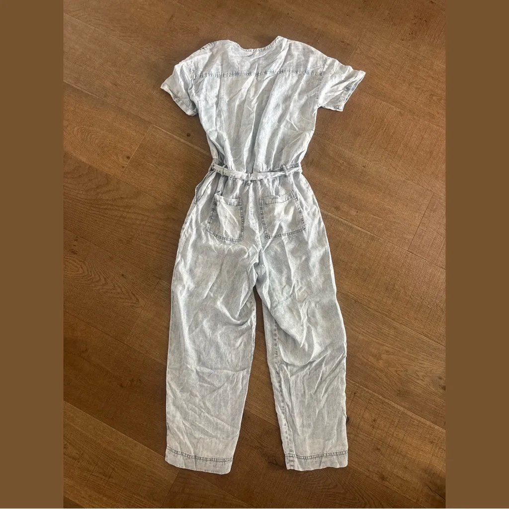 splendid belted bleached indigo ray short sleeve jumpsuit - Image 3