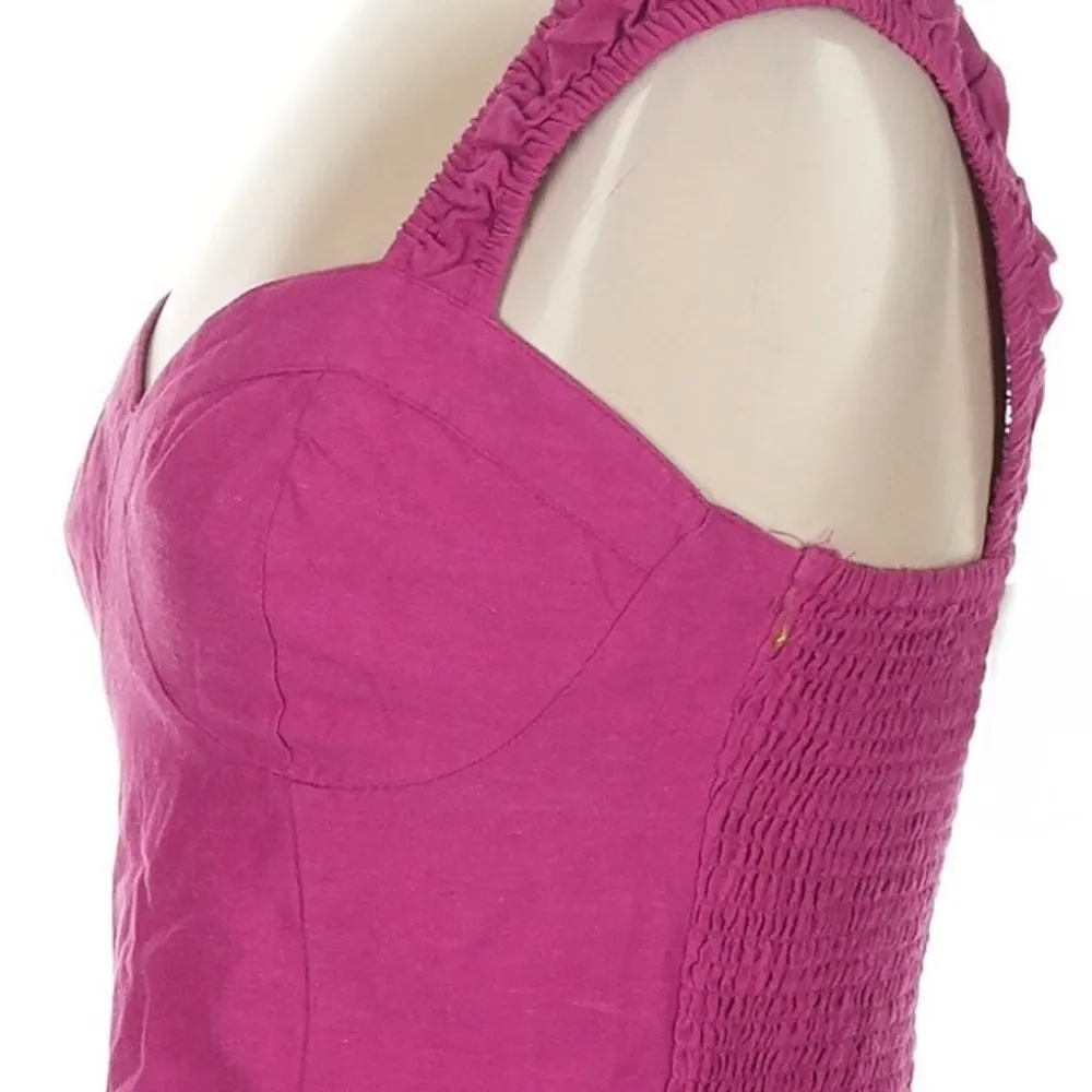 Fuchsia Pink Bustier Crop Top with Sweetheart Neckline - Image 3