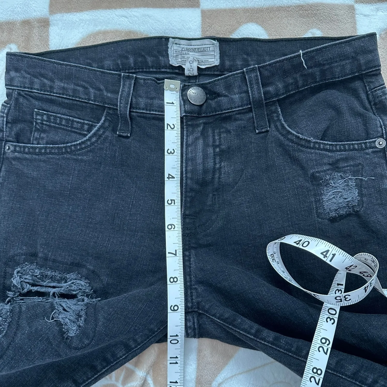 Current/Elliott Boyfriend The Fling‎ Repair Distressed Black Jeans Size 25 - Image 8