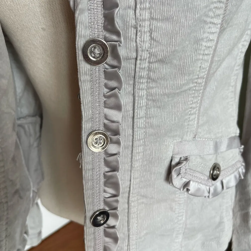 White House Black Market gray corduroy & Satin trim blazer Size 6 - Image 3