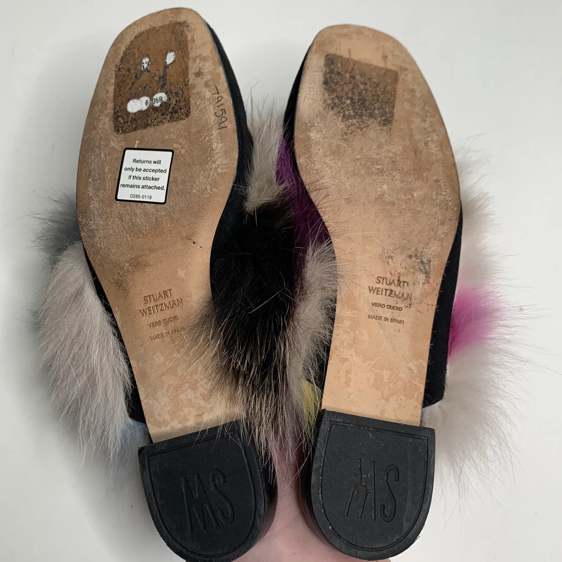Stuart Weitzman Furgetit Fox Fur Mules - Image 5