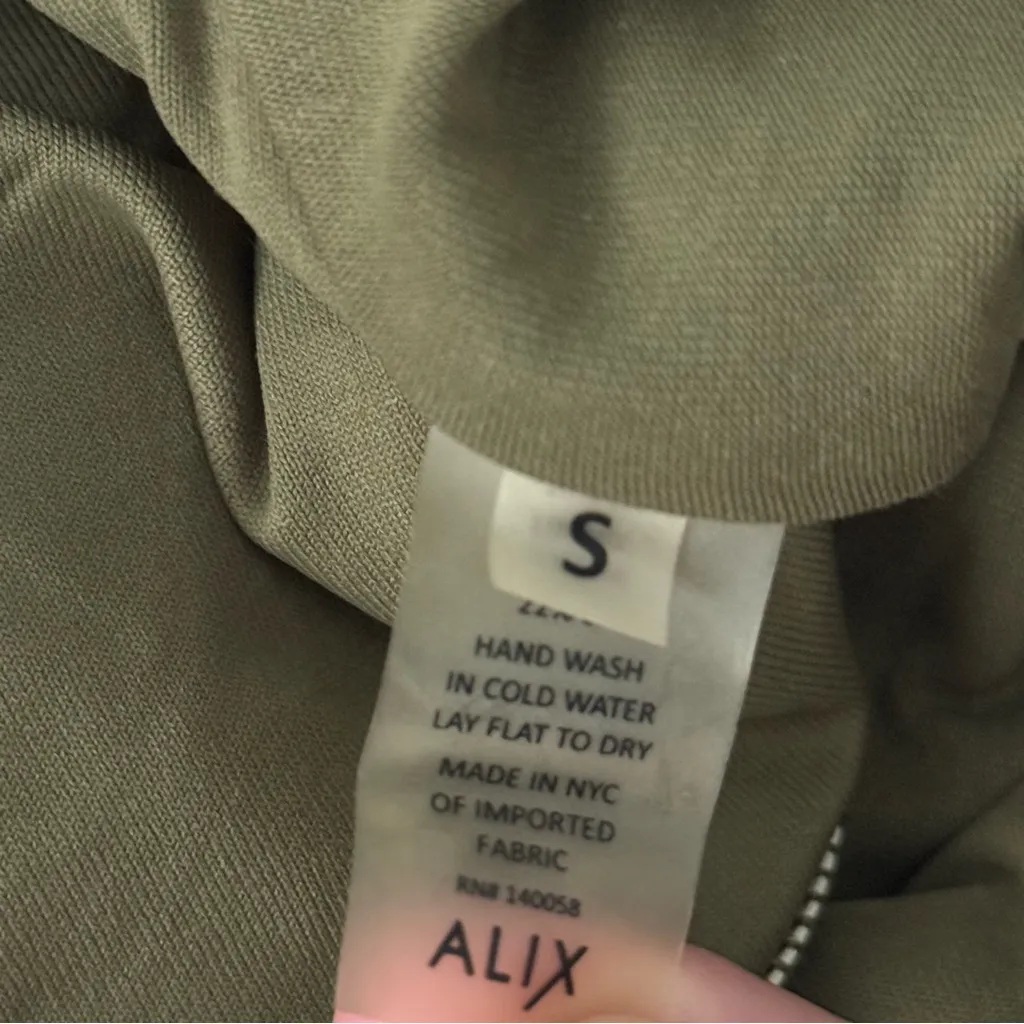 Alix NYC Mott Olive Green Jersey Sleeveless Square Neck Bodysuit - Image 4