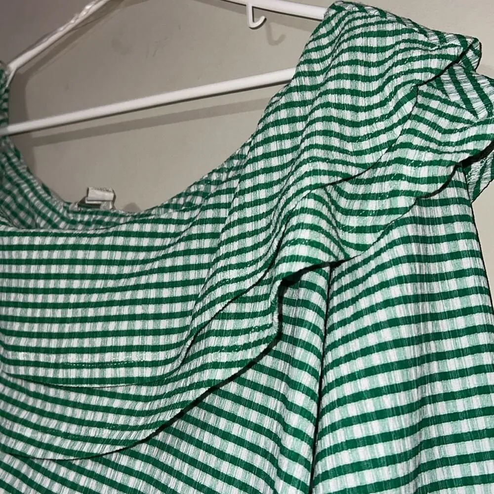 CATO plus size 14/16W Cape Town jelly bean blouse green and white checkered nwt - Image 6