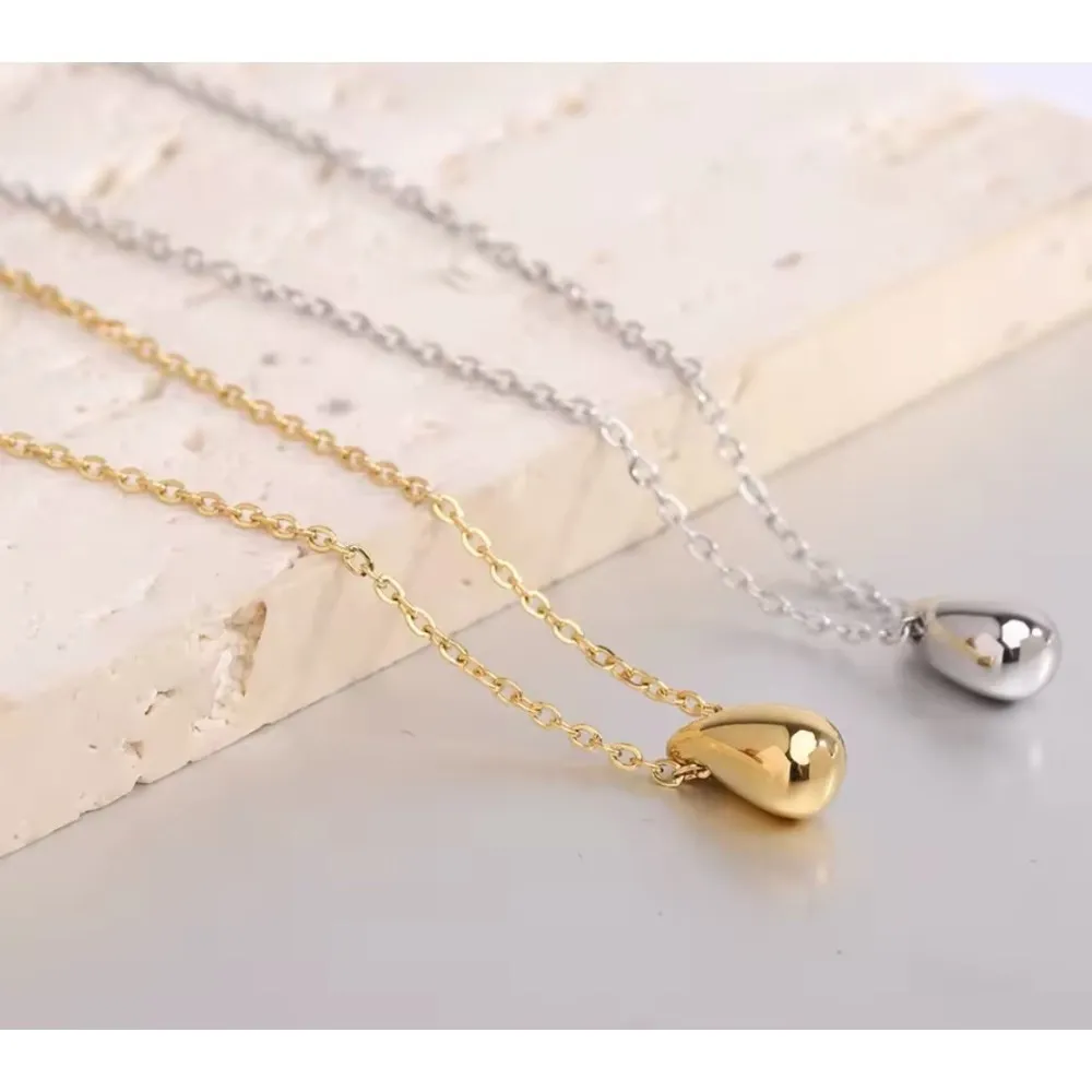 Teardrop Pendant Necklace, Gold‎ Plated Sterling Silver Jewelry, 16-18” - Image 4