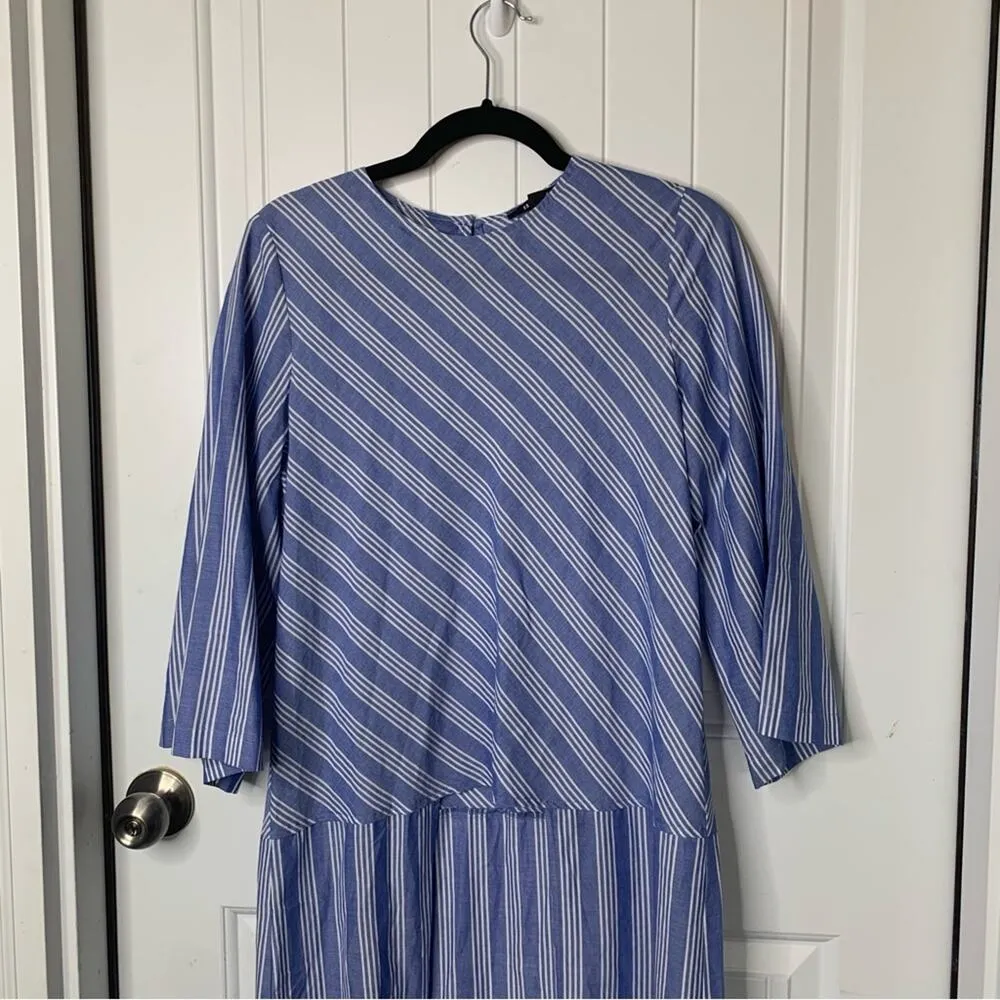 Kal Rieman striped cotton maxi shirt tunic size medium made in USA‎ Blue - Image 3