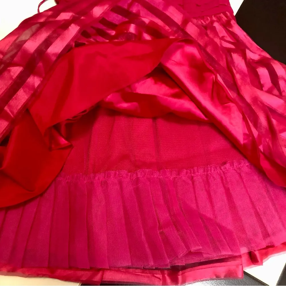 Vintage Y2K  Strapless Tulle Poofy Mini Dress Sweetheart Magenta 8 - Image 6