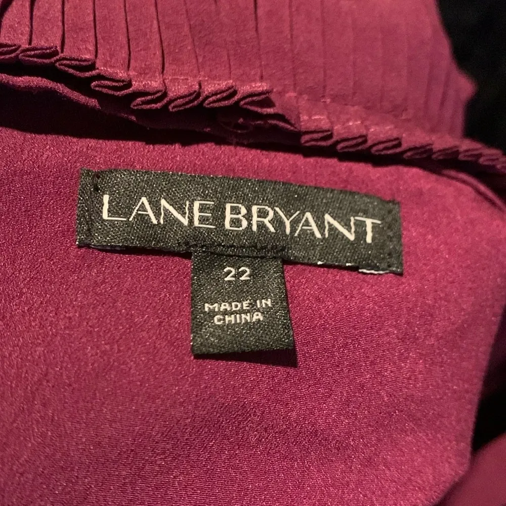 Women's Plus Size 22 Eggplant Ruffle Lace Up Sleeve Cold Shoulder Statement Top - Image 8