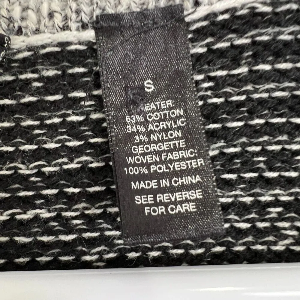 Bke Boutique Black/Gold Womens Small Sweater  3/4 Sleeve Fisherman Knit Pullover - Image 5