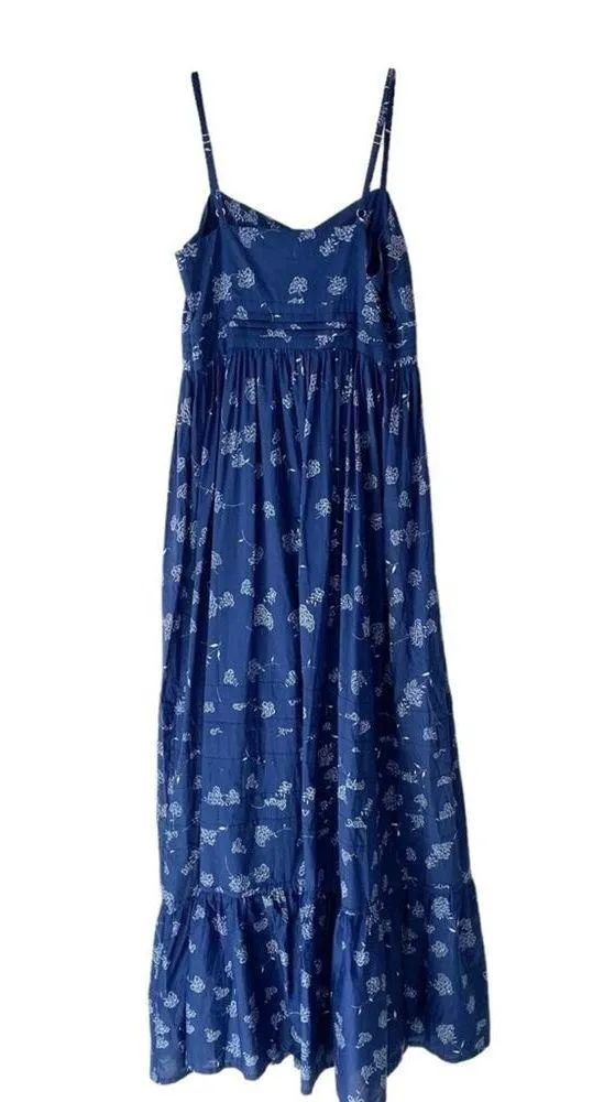 Band of Outsiders Blue Floral Print Long Tiered Maxi Dress size large UK 2 - Image 6