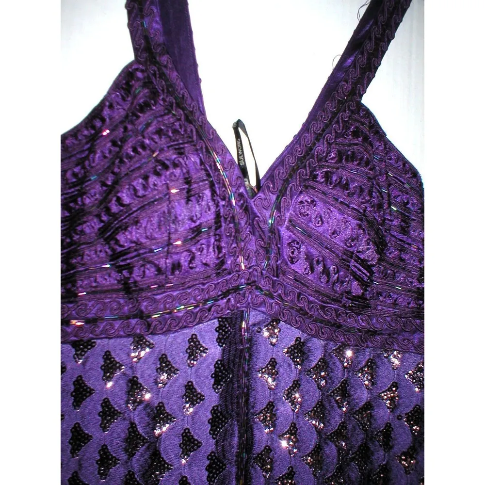 New Womens 6 NWT Sue Wong $539 Dress Dark Purple Beads Short Sequins Party Cocta - Image 4