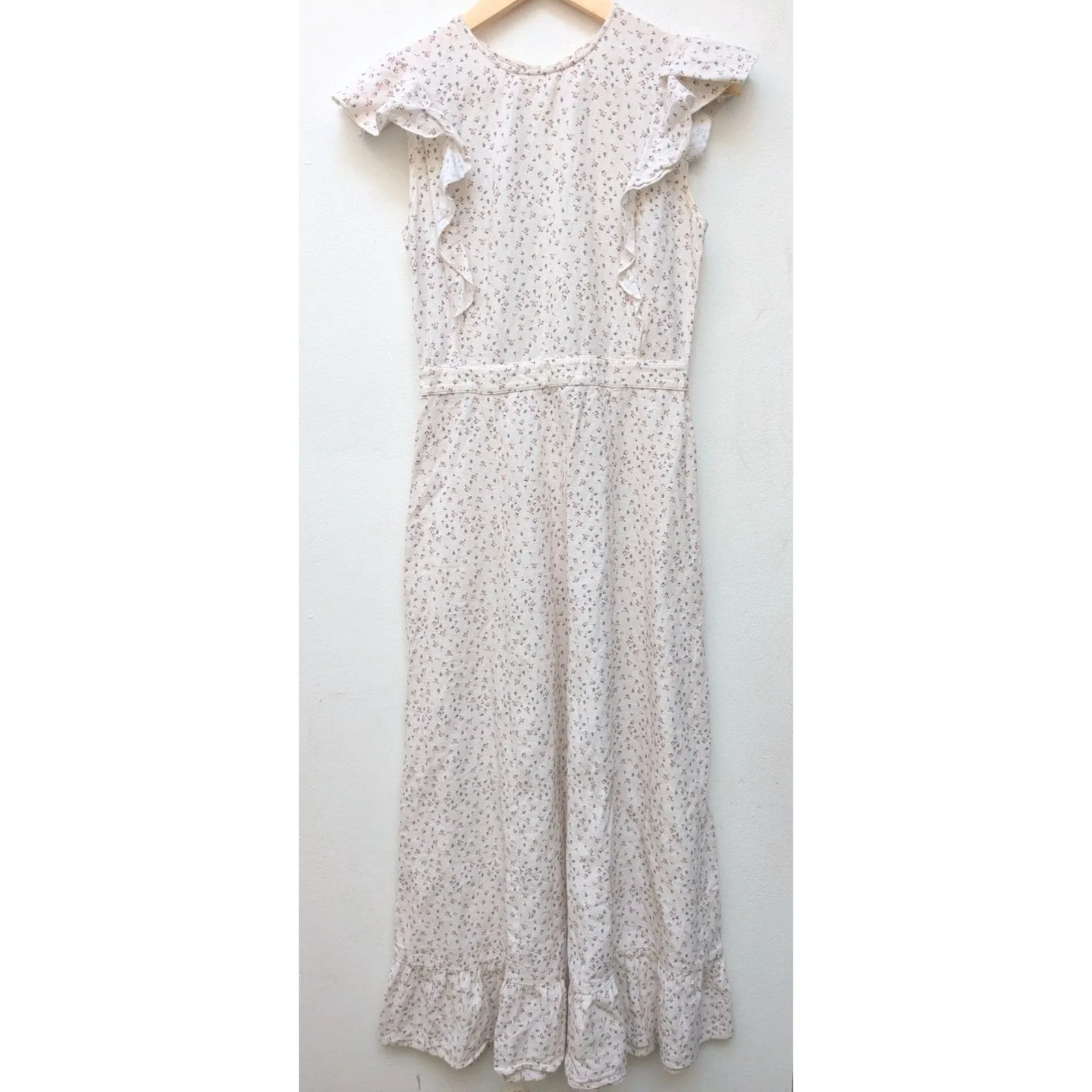 Christy Dawn Peyton Maxi Dress Women's Ivory Red Linen Floral Size Small - Image 3