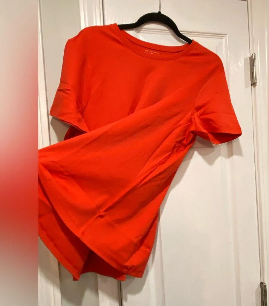 NWT L.L. Bean Size XL Orange Short Sleeve Cotton Stretch Crew Neck Tee Shirt - Image 3