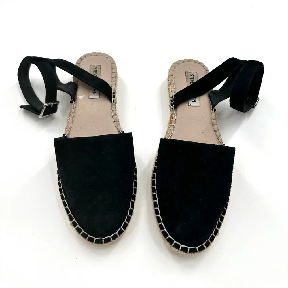 Steve Madden Black Lesko Espadrille Flat Sandals with Ankle Strap - Image 2
