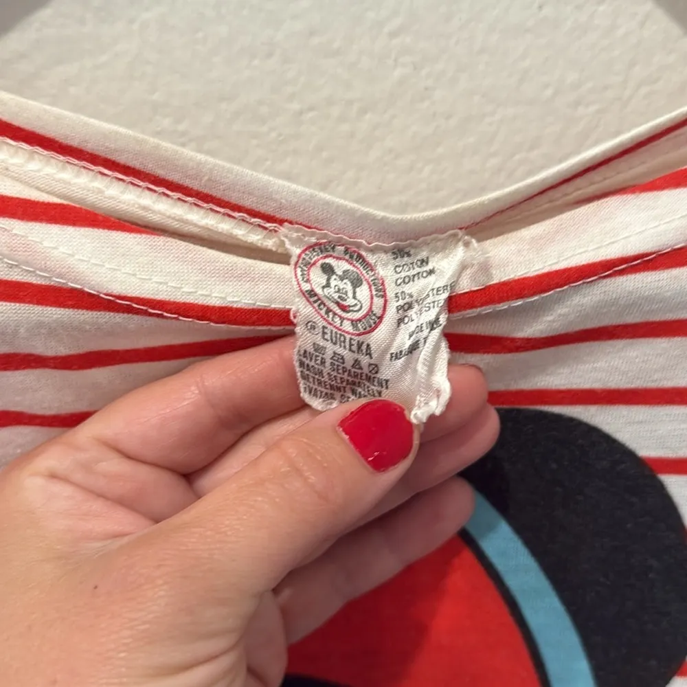 Vintage Mickey Mouse Double Sided Striped Dress  Pajama Shirt - Image 4