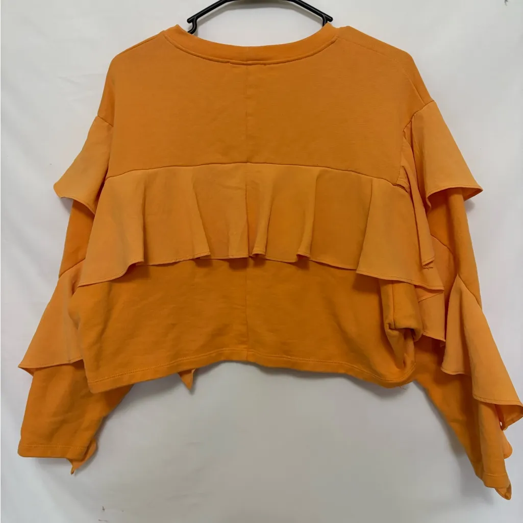 Zara Flounce Orange Sweatshirt Size‎ Medium - Image 6