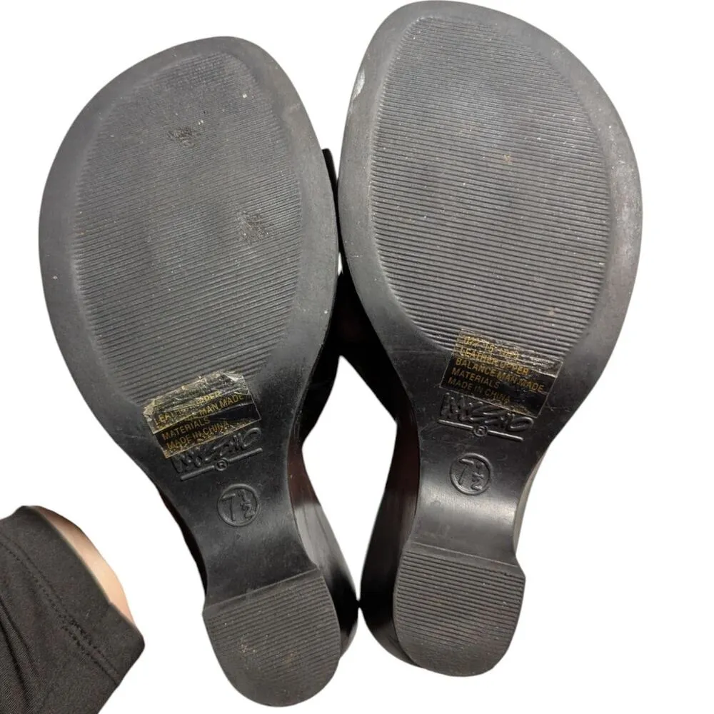 Vtg Y2K Mossimo Black Faux Leather Criss Cross Wedge Heel Slide Sandals Sz 7.5 - Image 6