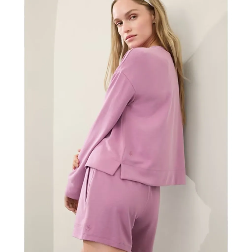 Athleta L Seasoft Crewneck Sweatshirt Lotus Pink Large - Image 3