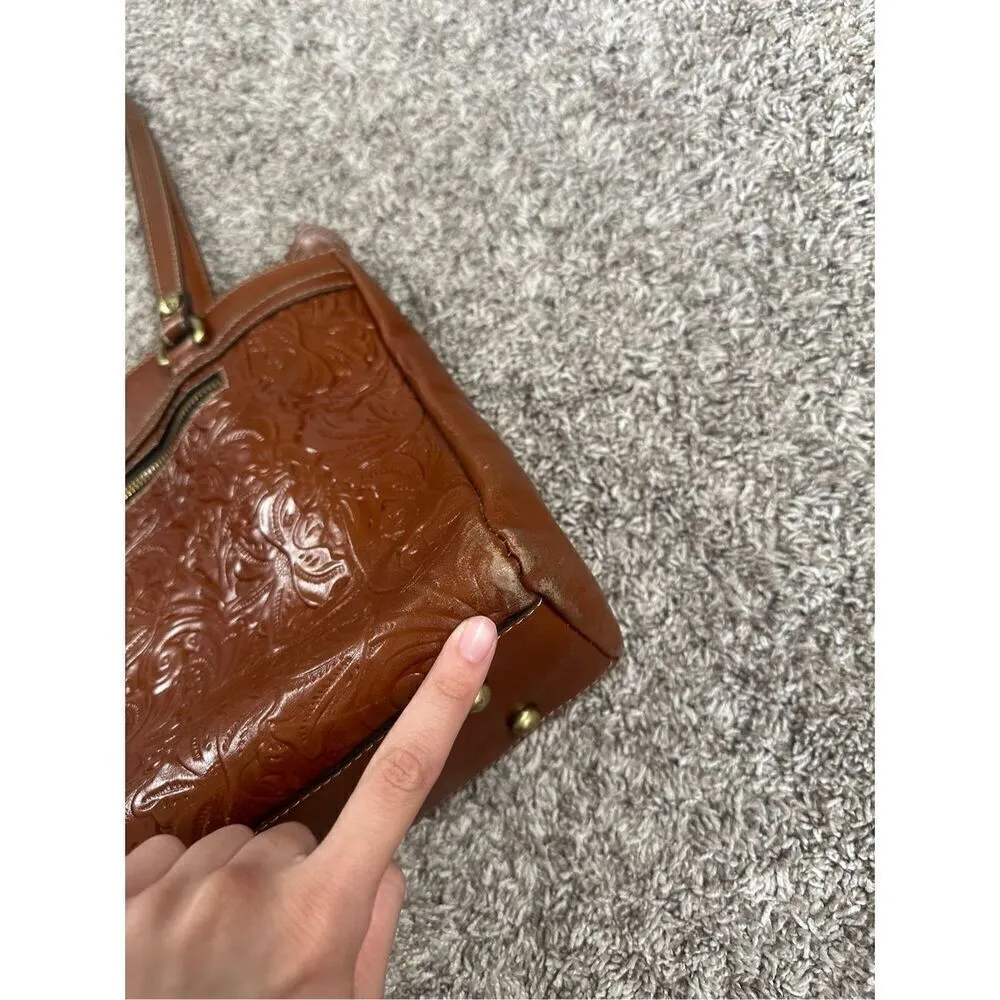 Patricia Nash Tooled Florence Poppy Leather Tote Bag Handbag Shoulder Purse - Image 8