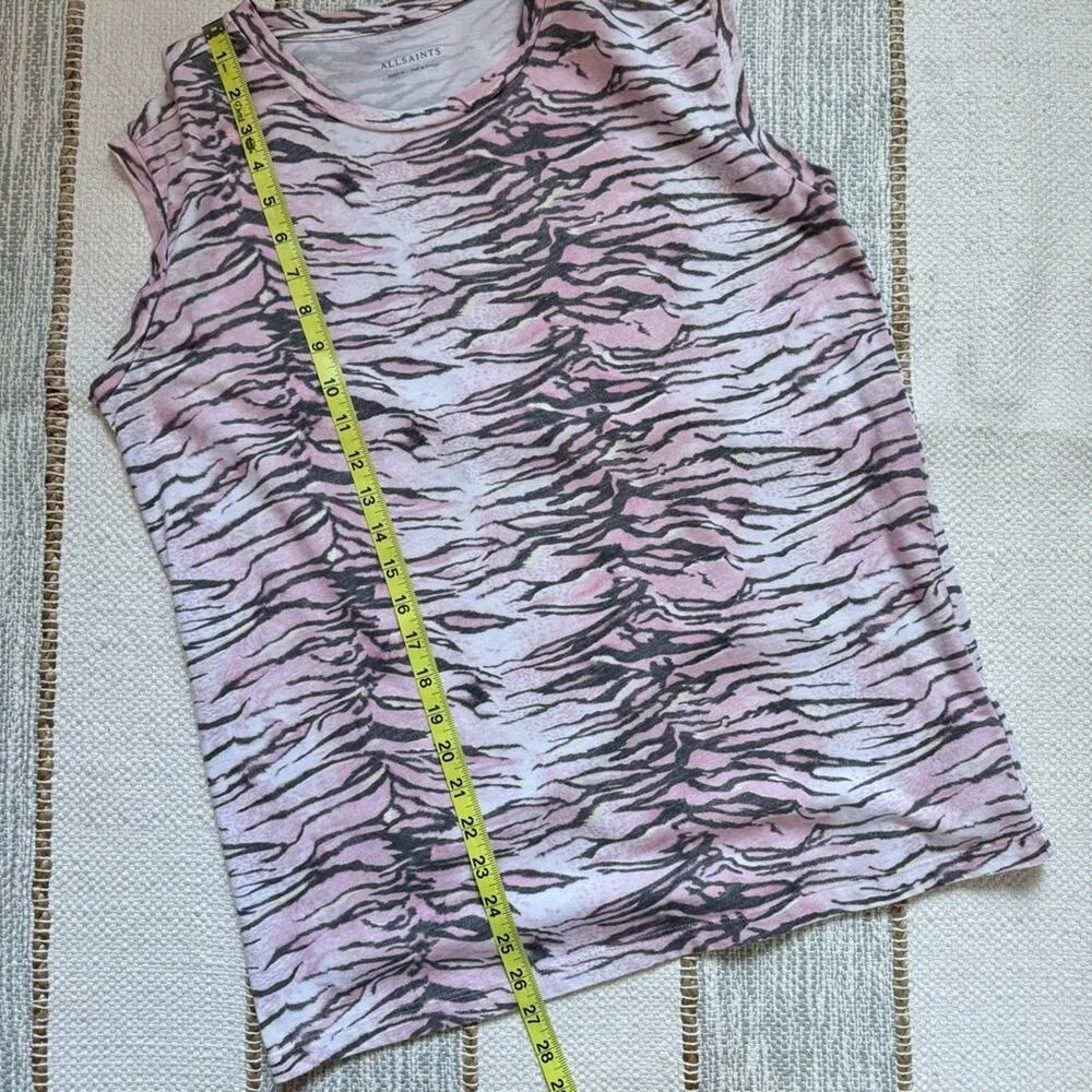 Allsaints Tygers Brooke Pink Grey White Animal Print Muscle Tee Women’s Medium - Image 8