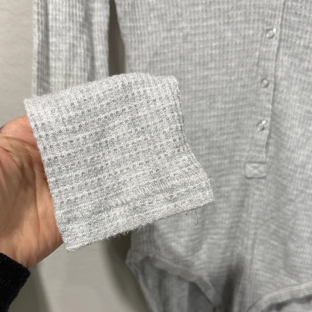 Free people intimately waffle thermal Long Sleeve Bodysuit with button front - Image 3